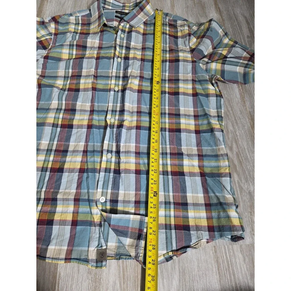 Banana Republic Slim Fit Plaid Button Up Shirt Blue Multicolor Cotton Mens XL